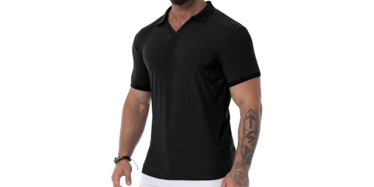 Top Men's Muscle V Neck Polo Shirts